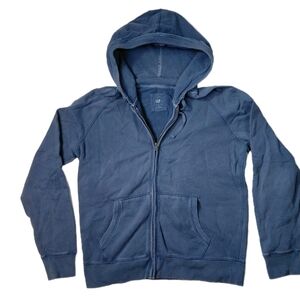 Vintage GAP Men’s Hoodie Y2K Cotton Full Zip Faded Blue Size XL